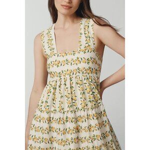 NWT Size L- The Helena Cotton Smocked Midi dress : Lemon Motif (NWT US$ 168)
